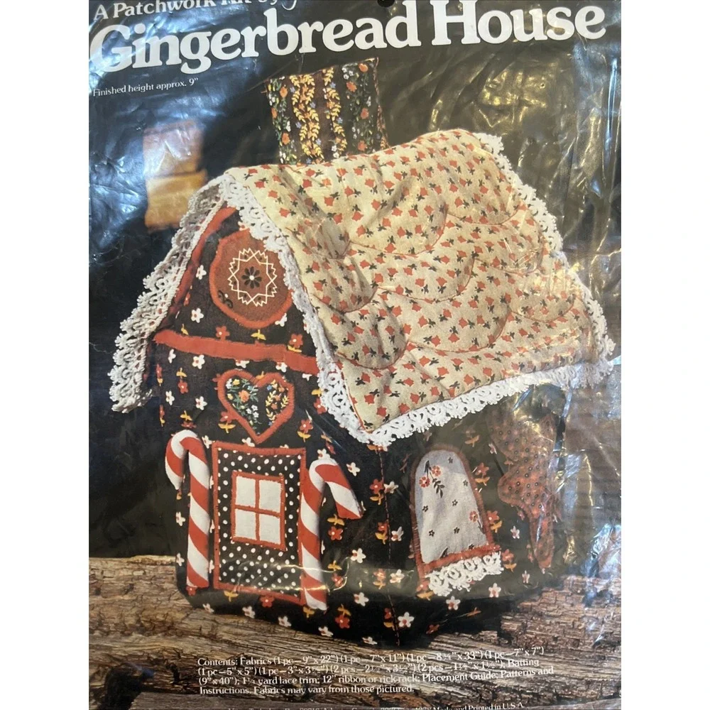 Sealed Vintage 1978 YOURS TRULY 3D Fabric Gingerbread House #2503 PATCHWORK KIT